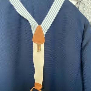 Trafalgar blue and white seersucker button suspenders.